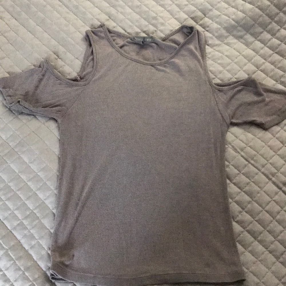 Grey Off the Shoulder top with short sleeves